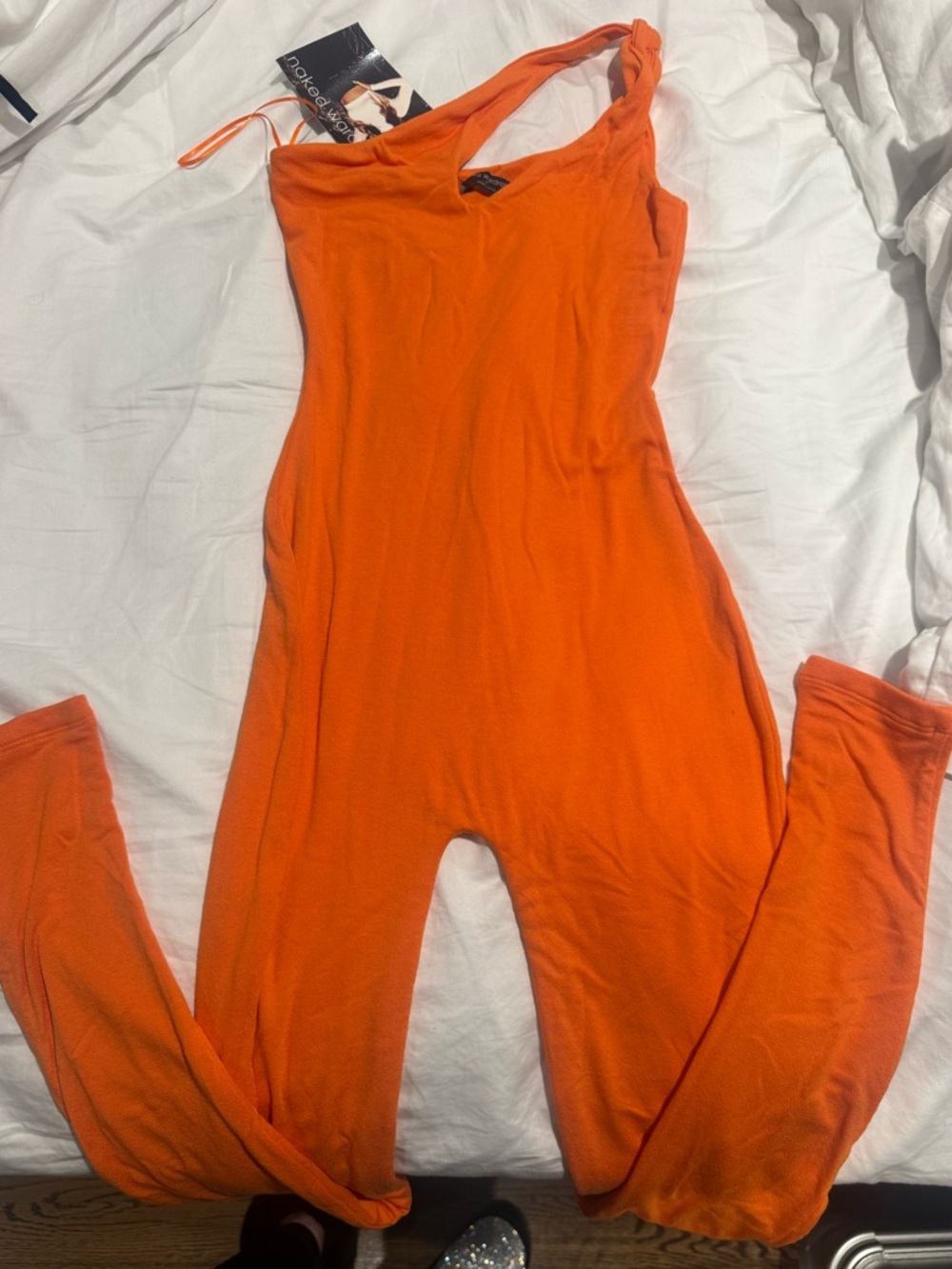 Naked wardrobe  Orange One-Shoulder Jumpsuit s
